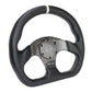 NRG Carbon Fiber Flat Bottom Steering Wheel (320mm) Silver CF Center w/Silver Stitch/Center Mark