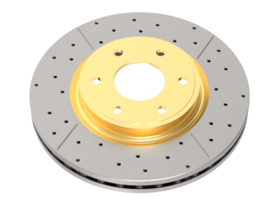 DBA 01-07 Toyota Corolla Front Drilled & Slotted Street Series Rotor w/Gold Hat