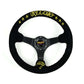 NRG Reinforced Black Perforated Leather Steering Wheel 350mm / 3in Deep w/ NVR Embroidery