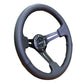 NRG Reinforced Steering Wheel (350mm / 3in. Deep) Blk Leather/Red Stitch w/Neochrome Slits