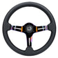 NRG Light Weight Gaming Steering Wheel - Splitz NeoChrome Silver Spokes Perforated Leather