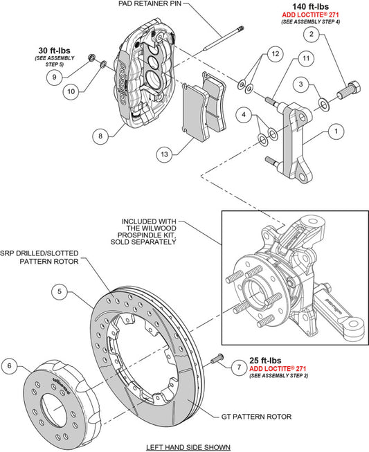 Wilwood Chevy C10 XRS6R Front Big Brake Kit - 12.19in Drill & SlotRotor - Alum. Pro Spindle - Black