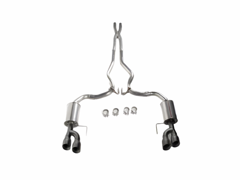 Roush 18-23 Mustang 5.0L V8 Black Tip Cat Back Exhaust Kit (Quad Tip Non-Active)