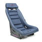 NRG GT Retro Bucket Seat - Navy PVC Leather Navy Stitching Silver Fiberglass Back w/ Glitter