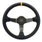 NRG Carbon Fiber Steering Wheel (350mm) Leather Trim w/Gold Stitching/Center Mark