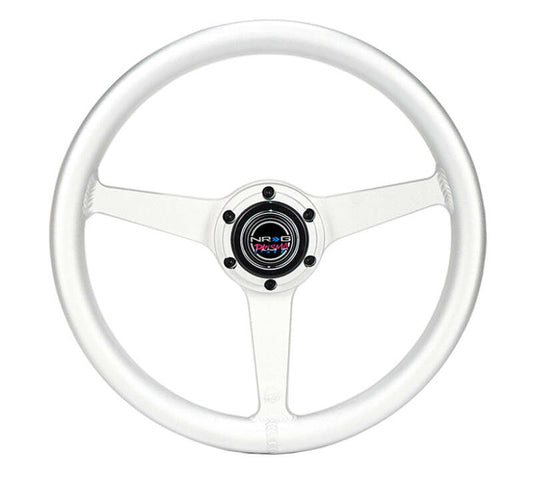 NRG Aluminum Steering Wheel 330mm - Heritage Solid Spoke - Ergonomic Grip - Anadized Silver