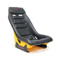 NRG GT Retro Bucket Seat - Black PVC Leather Yellow Stitching Yellow Glitter Fiberglass Back