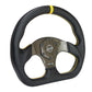 NRG Carbon Fiber Flat Bottom Steering Wheel (320mm) Yellow CF Center w/Yellow Stitch/Yellow Mark