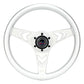 NRG Aluminum Steering Wheel 330mm - Arow Cutout - Ergonomic Grip - Anadized Silver