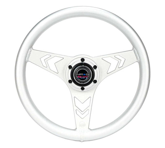 NRG Aluminum Steering Wheel 330mm - Arow Cutout - Ergonomic Grip - Anadized Silver