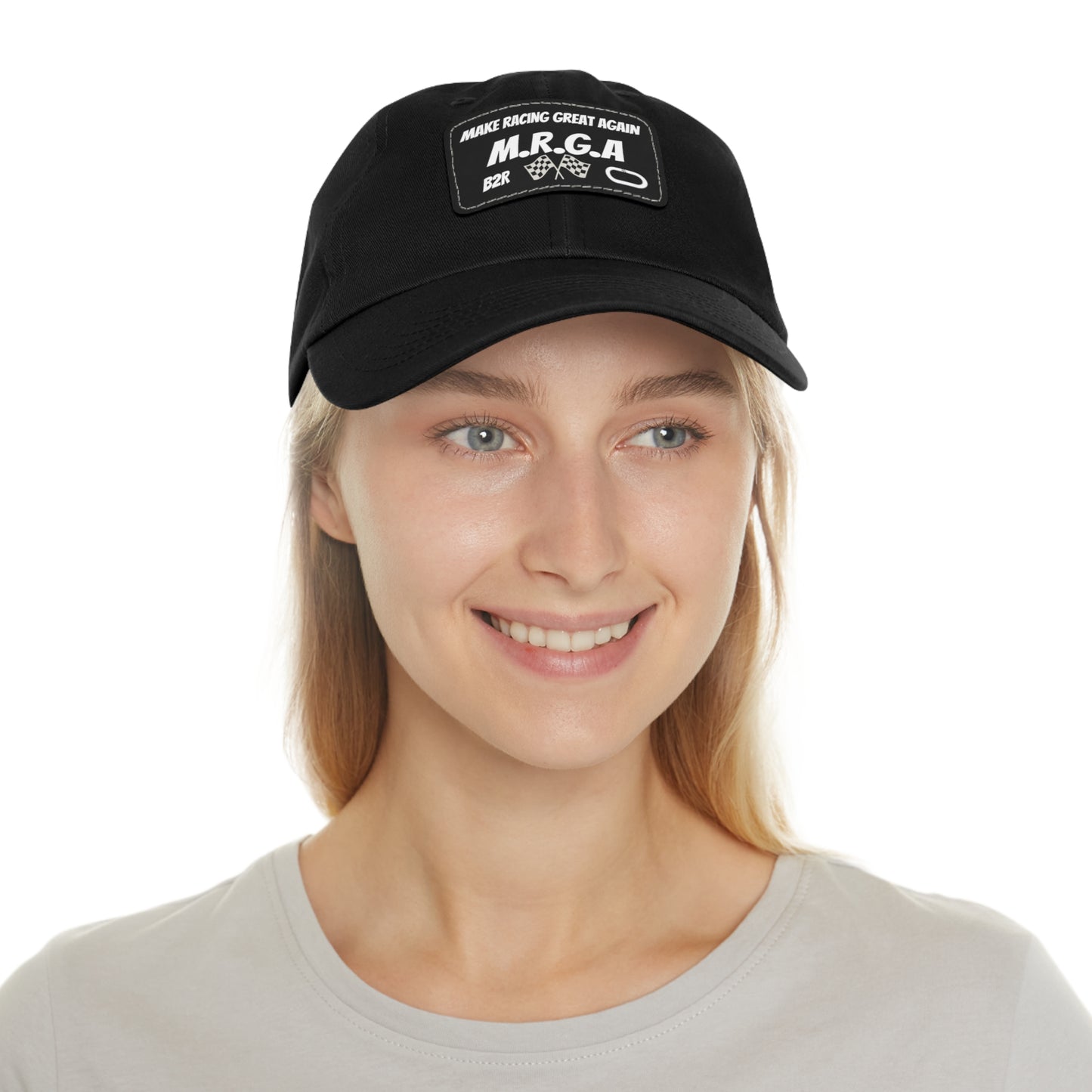 Make Racing Great Again (M.R.G.A) Dad Hat with Leather Patch, For Racing Fans, Gift for Father's Day, 4th of July