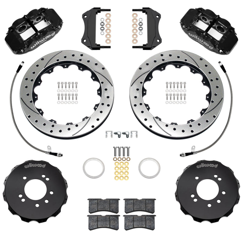 Wilwood 95-98 Nissan Skyline Superlite 6R Front BBK w/ 12.88in D/S Rotors & Flexlines - Black