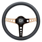 NRG Light Weight Gaming Steering Wheel - Driftz 350mm 3 Rose Gold Spokes Perforated Leather