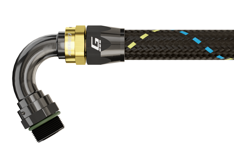 GReddy AN08 120 DEGREE ORB MALE BLACK/GOLD ANODIZED