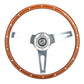 NRG Reinforced Steering Wheel (360mm) Dark Wood Grain w/Chrome 3-Spoke Center
