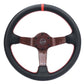 NRG Carbon Fiber Steering Wheel 350mm 3in Deep Red Carbon Fiber Red Stiching Red Center Mark Leather
