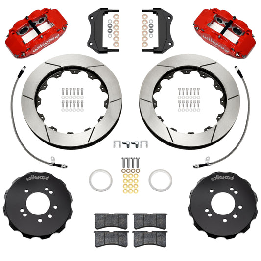 Wilwood 95-98 Nissan Skyline Superlite 6R Front BBK w/ 12.88in Slotted Rotors & Flexlines - Red