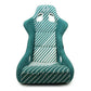 NRG FRP Bucket Seat - 20 Year Anniversary - Microfiber Green w/ White Stripes & Arrow Design - Large