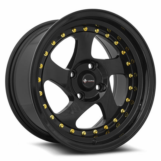 Vors VR2 15x8 4x100 20 All Black Gold Rivet