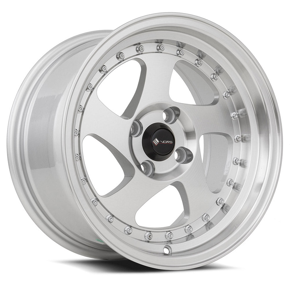 Vors VR2 15x8 4x100 20 Silver Machine Face Lip Chrome Rivet