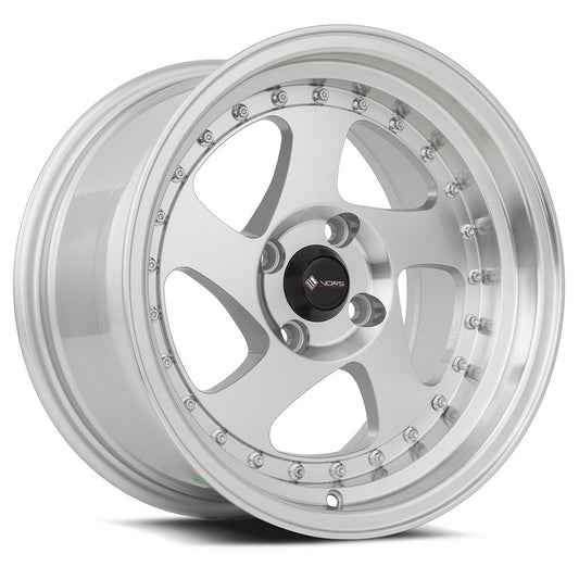Vors VR2 15x8 4x100 20 Silver Machine Face Lip Chrome Rivet