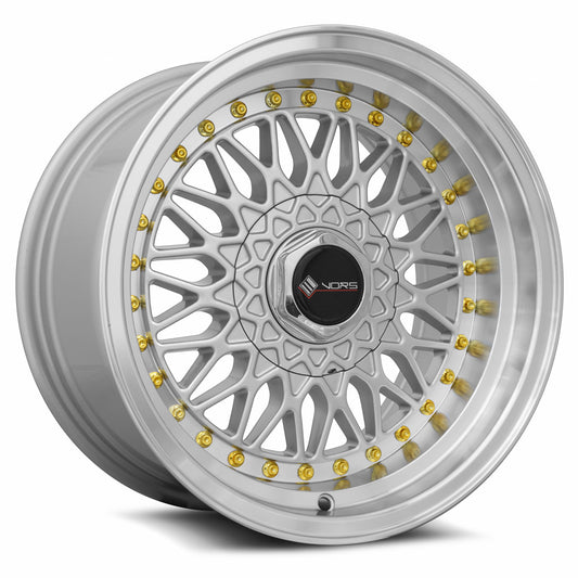 Vors VR3 16x8 5x100 20 Silver Machine Lip Gold Rivet