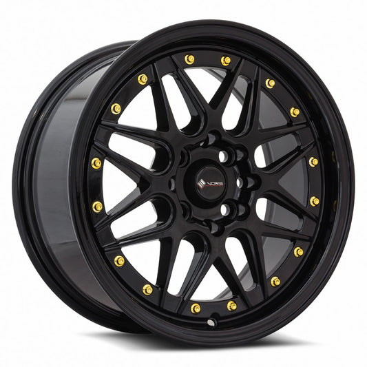 Vors VR7 16x7 4x100/4x114.3 38 All Black Gold Rivet
