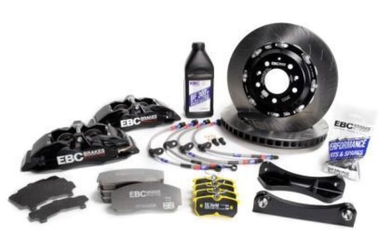 EBC Racing 98-06 Audi TT Quattro 8N 1.8T Black Apollo-4 Calipers 330mm Rotors Front Big Brake Kit