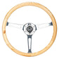 NRG Reinforced Steering Wheel (380mm) Light Wood Grain w/3-Spoke Center Shinny Chrome