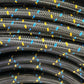 GReddy AN10 Reusable Hose Nylon Braided, Black/Gold/Blue 1 FT