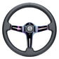 NRG Light Weight Gaming Steering Wheel - 350mm 3 NeoChrome Silver Spokes Perforated Leather
