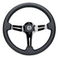 NRG Light Weight Gaming Steering Wheel - 350mm 3 Black Chrome Silver Spokes Perforated Leather