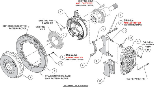 Wilwood 71-87 Chevy C10 XRS4R Rear Big Brake Kit - 12.88in Slotted Rotor - 2.42in Offset - Red