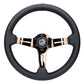 NRG Light Weight Gaming Steering Wheel - Splitz 350mm 3 Rose Gold Spokes Slits - Leather