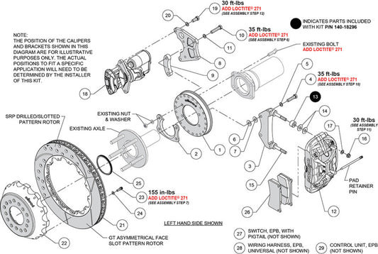 Wilwood New Big Ford XRS4R Rear EPB Big Brake Kit - 12.88in Slotted Rotor - 2.50in Offset - Red