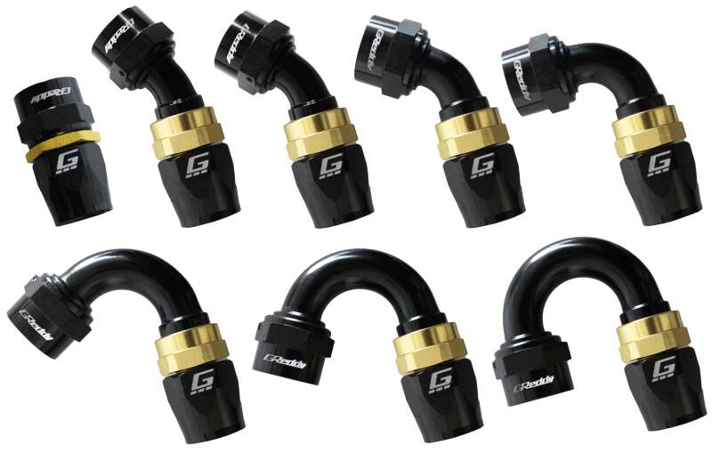 GReddy AN16 60 DEGREE HOSE END SWIVEL BLACK/GOLD ANODIZED