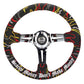 NRG Reinforced Steering Wheel R Litteral Sig 3in Deep/5mm Chrome Spoke - Blk Alcantara w/ Red Stitch