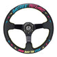 NRG Reinforced Steering Wheel - Oak Tree Outlaws 3in Deep/5mm Blk Spoke 350mm Wheel - Blk Perf Lthr