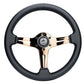 NRG Light Weight Gaming Steering Wheel - Blitz 350mm 3 Rose Gold Spokes Slits - Leather - No Dish