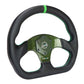 NRG Carbon Fiber Flat Bottom Steering Wheel (320mm) Green CF Center w/Green Stitch/Center Mark