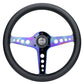 NRG Light Weight Gaming Steering Wheel - Driftz 350mm 3 NeoChrome Spokes Perforated Leather