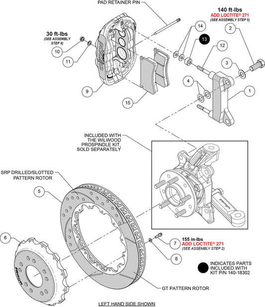 Wilwood Chevy C10 XRS6R Front Big Brake Kit - 13.06in Drill & Slot Rotor - Alum. Pro Spindle - Black