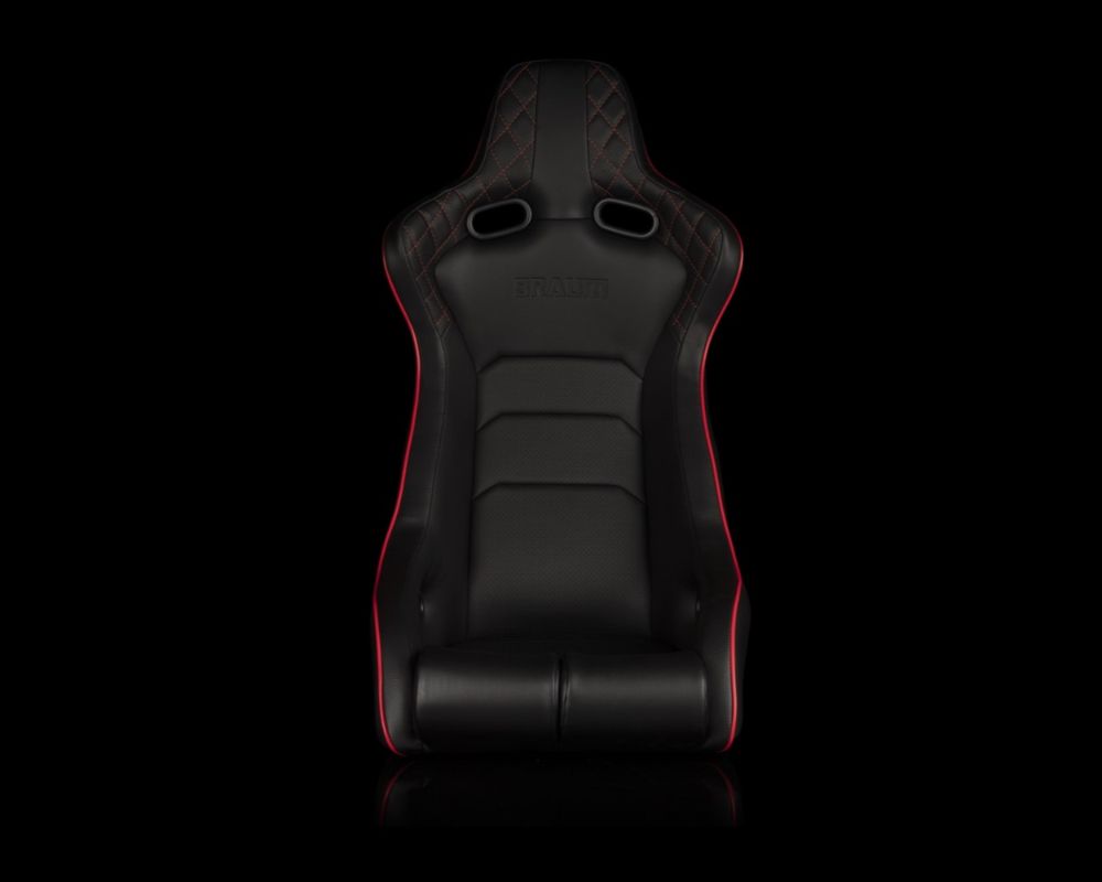 Braum Racing Venom-X Series Fixed Back Bucket Seat - Diamond Edition (Red Stitching|Piping)