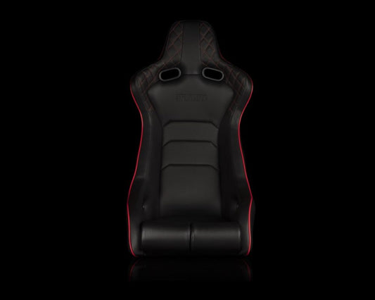 Braum Racing Venom-X Series Fixed Back Bucket Seat - Diamond Edition (Red Stitching|Piping)