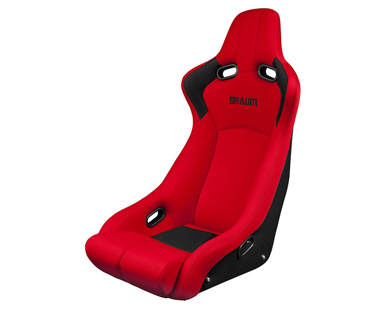 Braum Racing Venom-R Series Fixed Back Bucket Seat - Red Cloth|Carbon Fiber