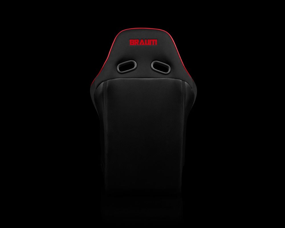 Braum Racing Falcon X Series Fixed Back Racing Seat - Black Polo Cloth w/ Red Mesh (Red Stitching|Piping)