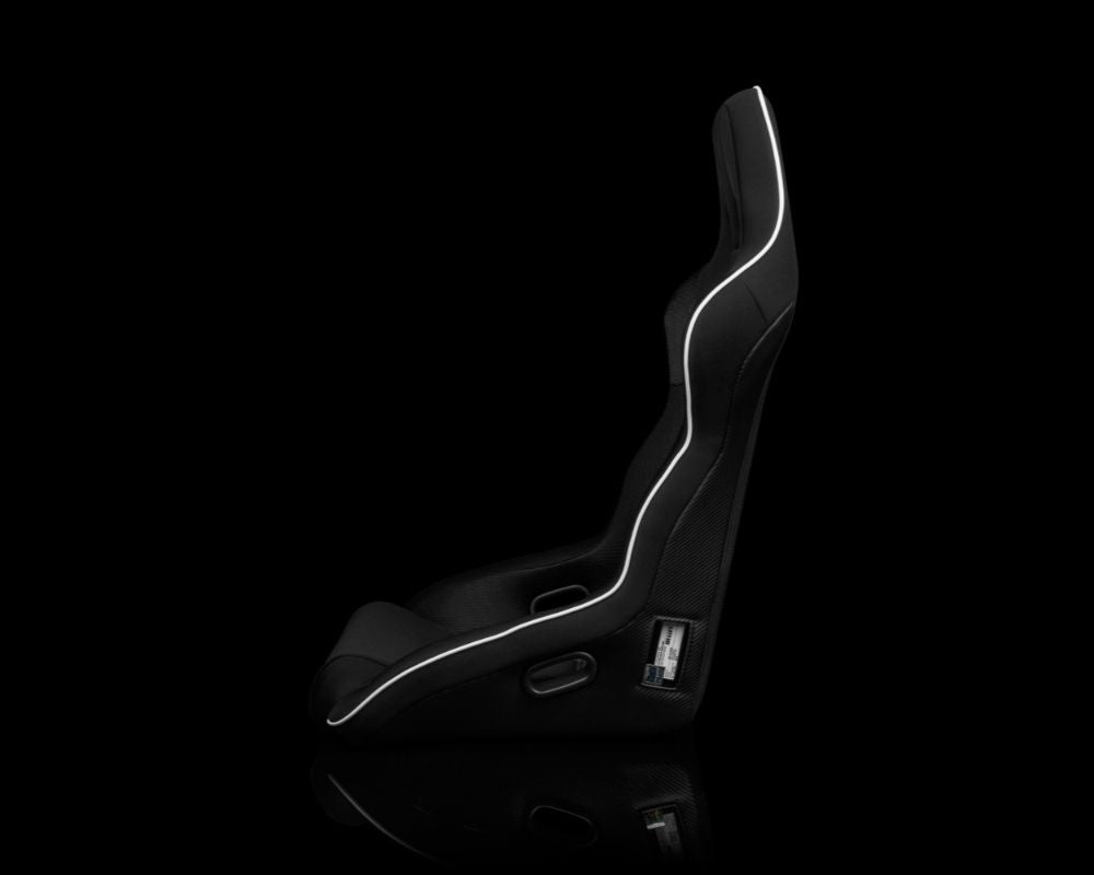 Braum Racing Falcon X Series Fixed Back Racing Seat - Black Polo Cloth (White Stitching|Piping)