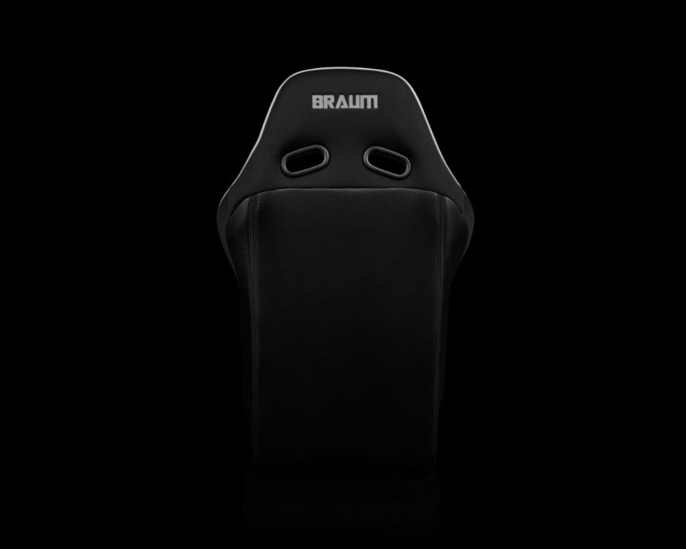 Braum Racing Falcon X Series Fixed Back Racing Seat - Black Polo Cloth (White Stitching|Piping)