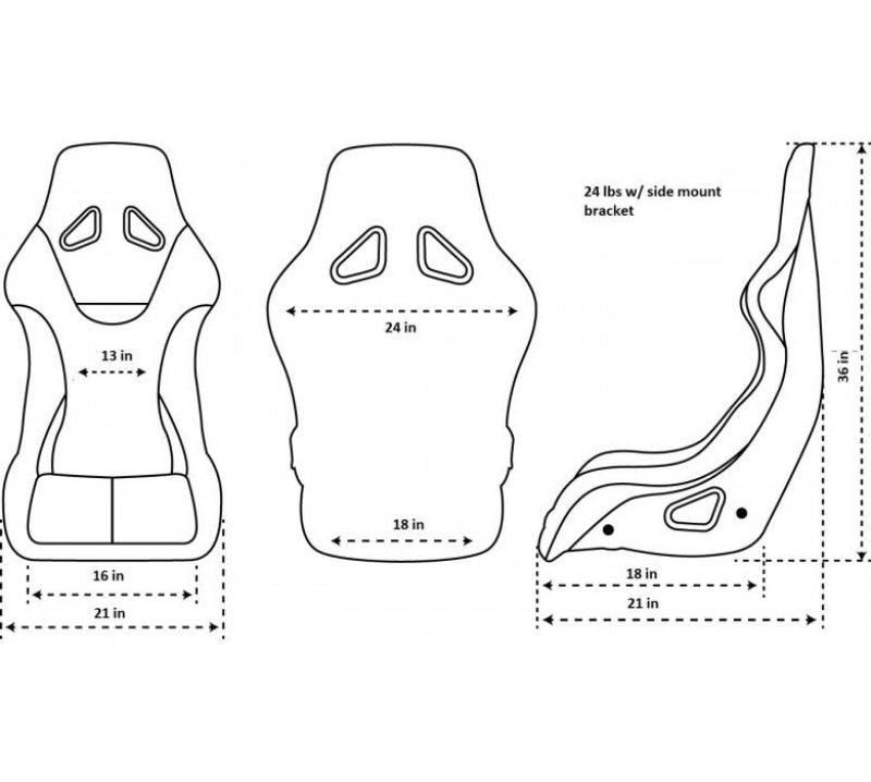 NRG FRP Ultra Edition Bucket Seat Large Black