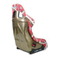 NRG Frp Bucket Seat Prisma- Oriental Longivity Plate ed In Vegan Material Gold Pearlized Back Plus Phone Pockets Large